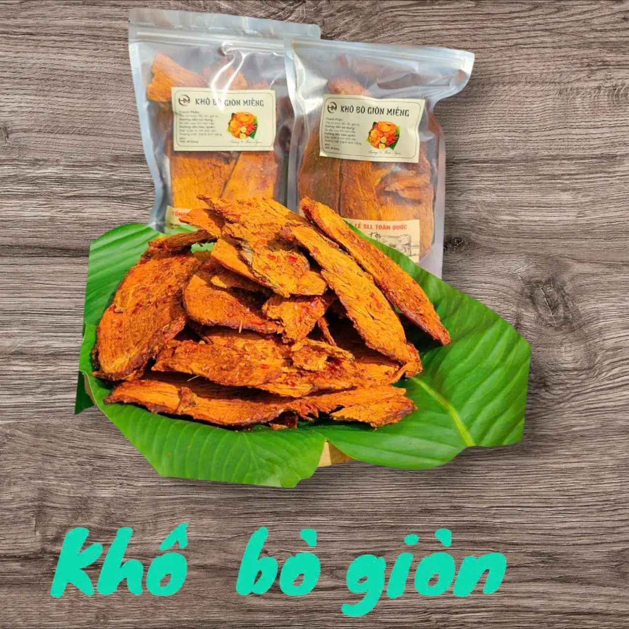1kg   KHÔ BÒ    giòn loại trung  TO  2  túi    Ăn Vặt ngon