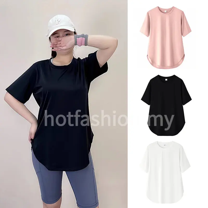 [XYX] 40-120kg elastic jersey tops Muslimah sports shirts long sleeve loose cutting women sport hiking yoga fitness netball stettable shirt short sleeve loose cut quick dry T-shirt