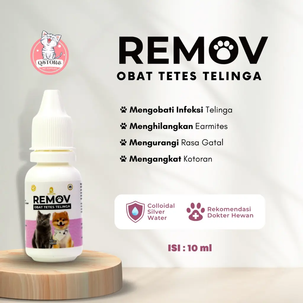 Obat Telinga Kucing Remov Obat Pembersih Kutu Infeksi Telinga Kucing Anjing 10ml