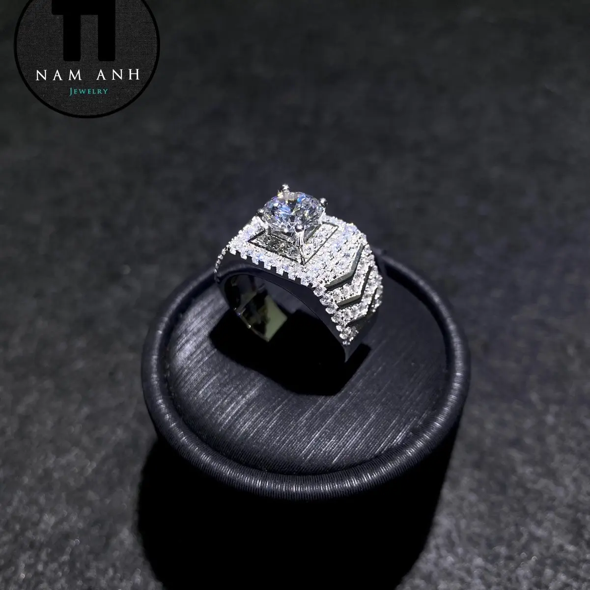 >NAJ< Nhẩn nam mẫu xoàn VéTiu cao cấp Nm163 - Đã xi kim