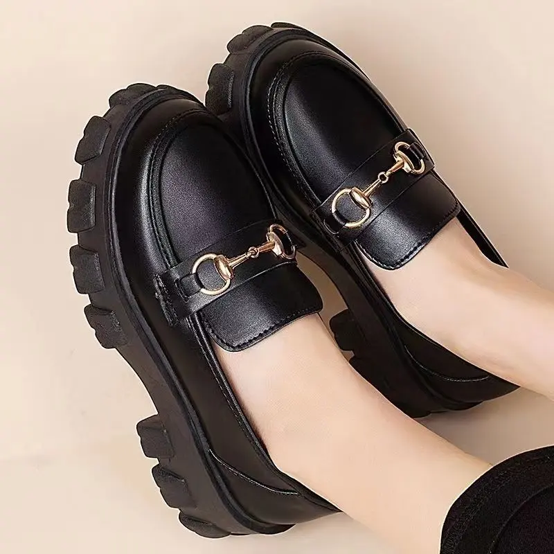 Giày Da Nhật Bản Cho Nữ, Giày Lười Phong Cách Anh Màu Đen Mỏng, Đế Dày, Giày Lười, Sinh Viên Đẹp Trai, Giày Đế Bằng Cho Nữ 6