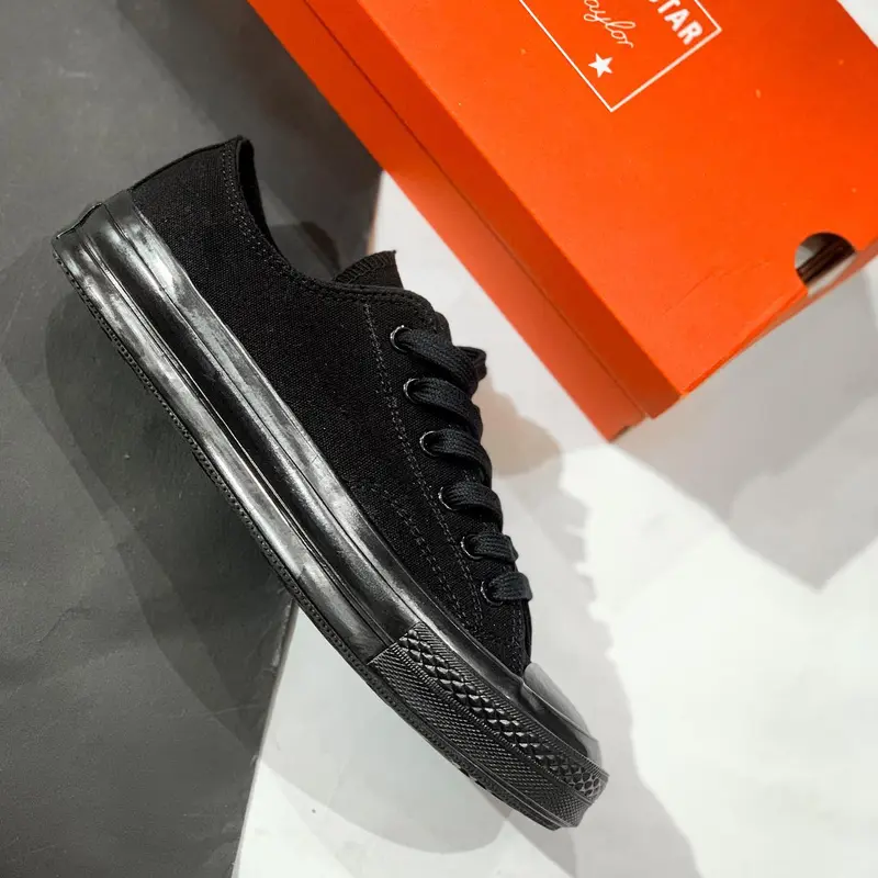 Sepatu Convs 70s Low All Black Glossy Sepatu Pria Wanita Casual Shoes Sneakers 0