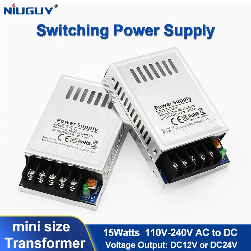 Mini 15W Switching Power Supply AC110V-220V to DC12v1.25A/ DC24v 0.6A converter Transformer for LED driver, lighting, instrumentation, small appliances
