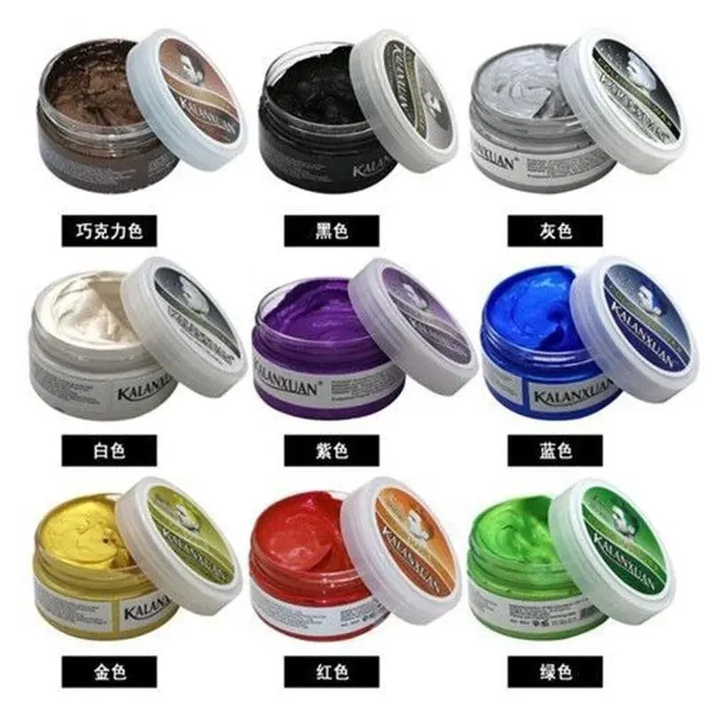 Hair Colors 9 Color Wax Dye Temporary Molding Paste Blue Burgundy Grandma Gray Green Hairs Dye Wax Mud Styling Pomade