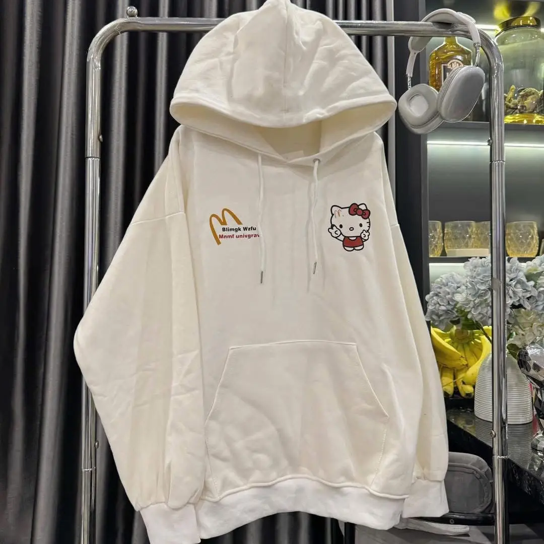￼ Áo hoodie in hình hello kitty chất nỉ dày dáng rộng hình mèo kitty siêu đáng yêu