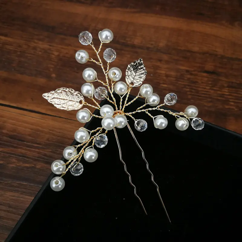 Women U-shaped Pin Metal Barrette Clip Hairpins Simulated Pearl Bridal Tiara Hair Accessories Wedding Hairstyle Design Tools 6