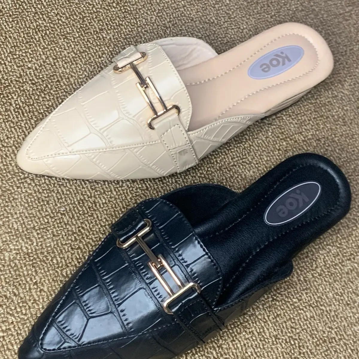 Sepatu wanita kulit buaya sintetis/ sepatu murah/ flat shoes/ Sepatu murah/ Sepatu berkualitas/Hitam
