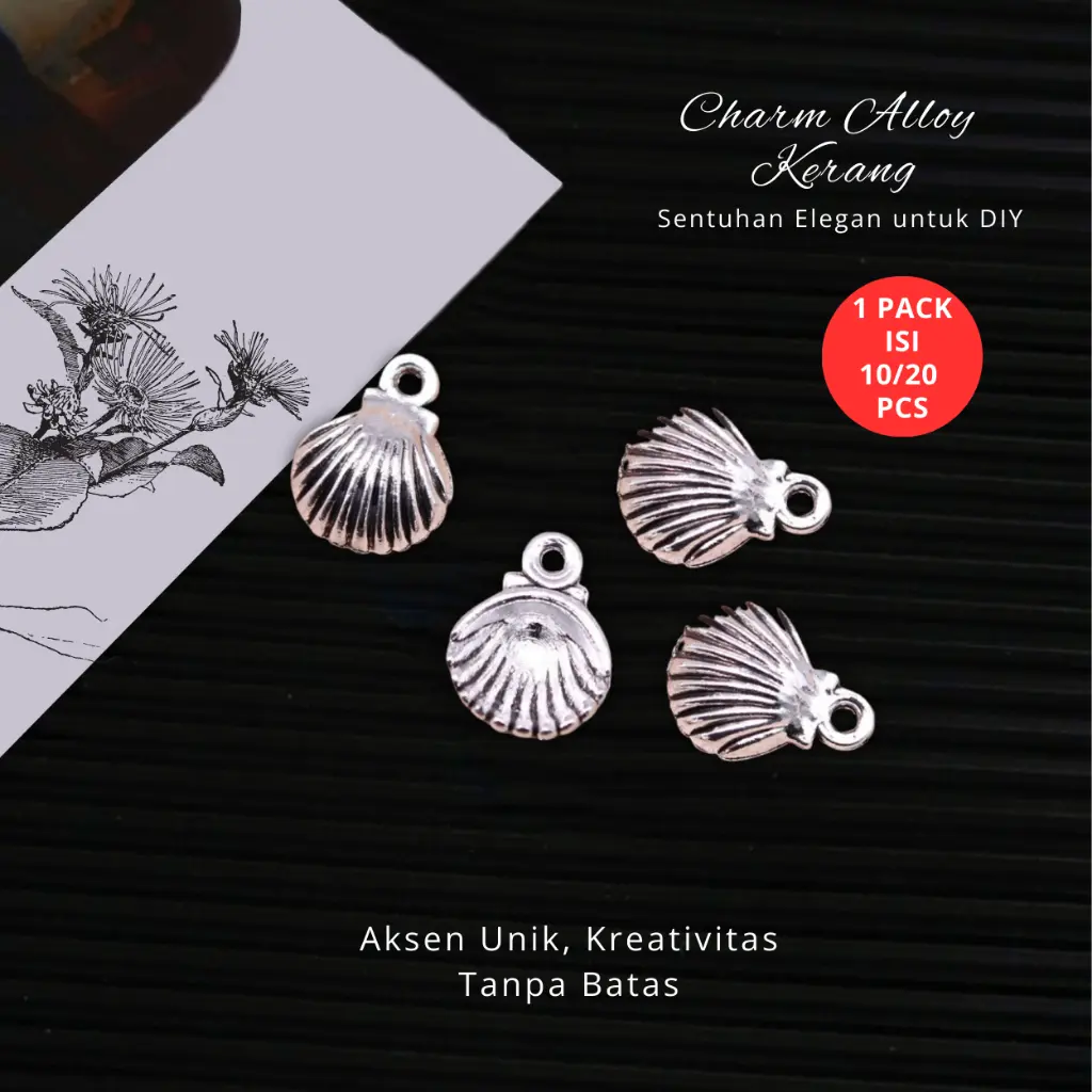 [10-20 pcs] charm kerang mermaid 12x9mm 0.4g Alloy pendant liontin DIY Matte Antique manik Silver