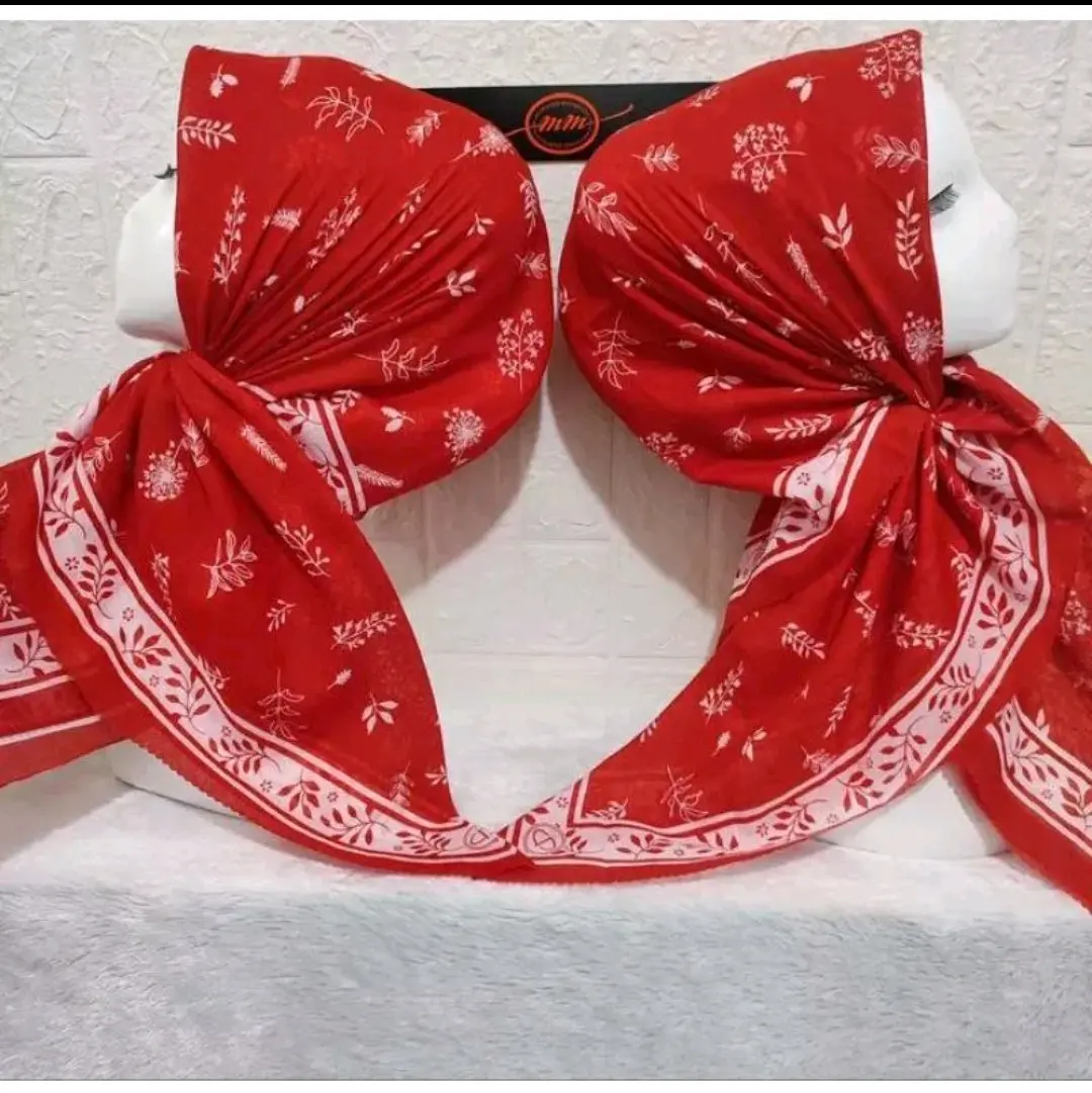 READY stok Krudung Merah Agustusan motif bunga Lilian