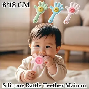 Silicone Rattle Teether Mainan/Teether Bayi/Mainan Bersuara Untuk Bayi/Aman Digigit