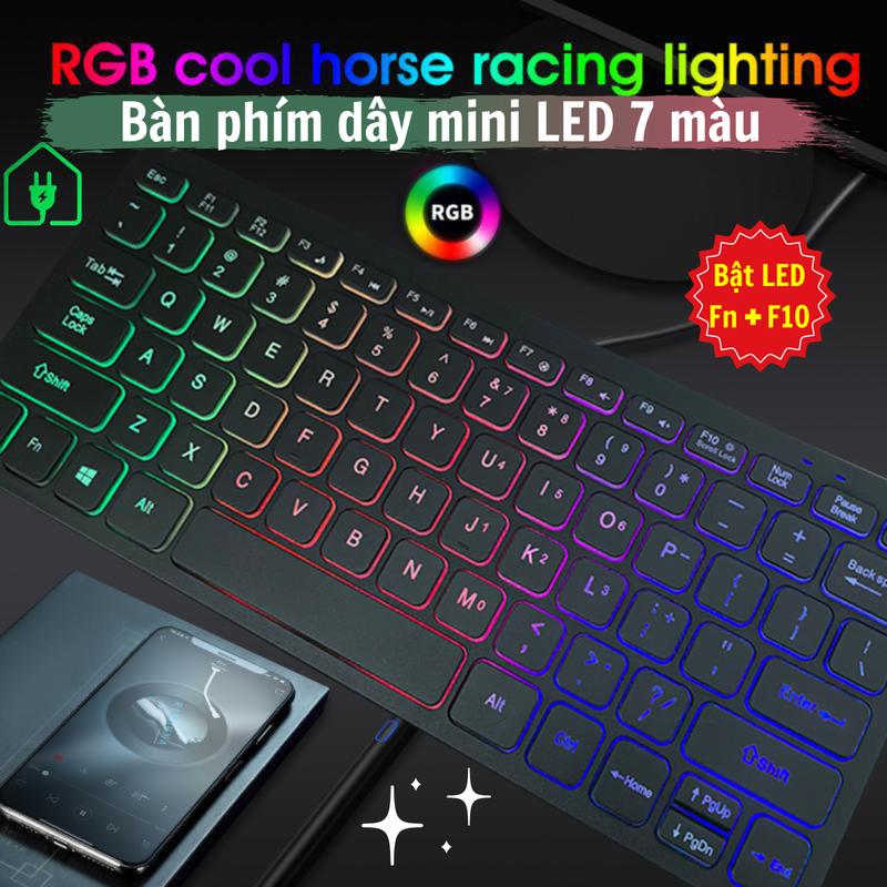 Bàn phím có dây mini led 7 màu trọng lượng nhẹ nhựa ABS cao cấp dễ dàng sử dụng gọn gàng tiện lợi cho Macbook Samsung Dell Asus Lenovo Ipad HP Acer Phụ Kiện creamy