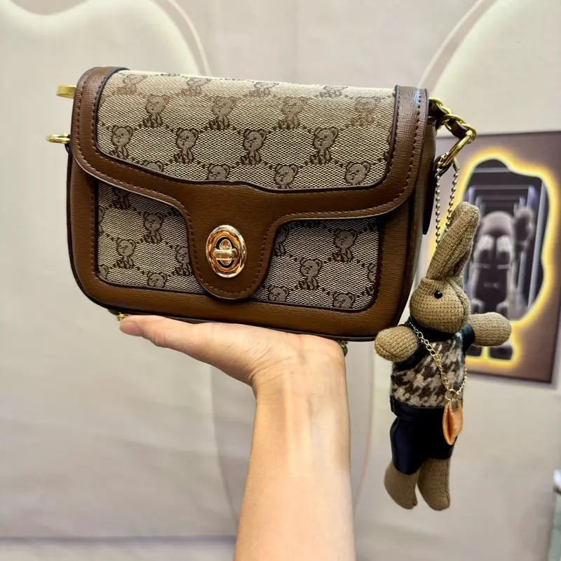 (Tặng thỏ bông)Túi xách nữ,túi đeo chéo,túi đeo vai,túi gấu khoá tròn-m10 Nhung Bag 2