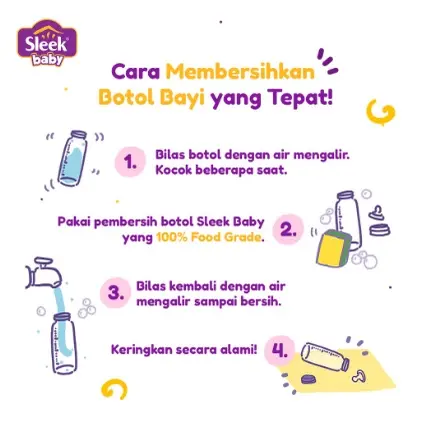 Sleek Cuci Botol 70 ml Sleek Baby Bottle Nipple Cleanser Liquid Cleanser Bayi Pembersih 3