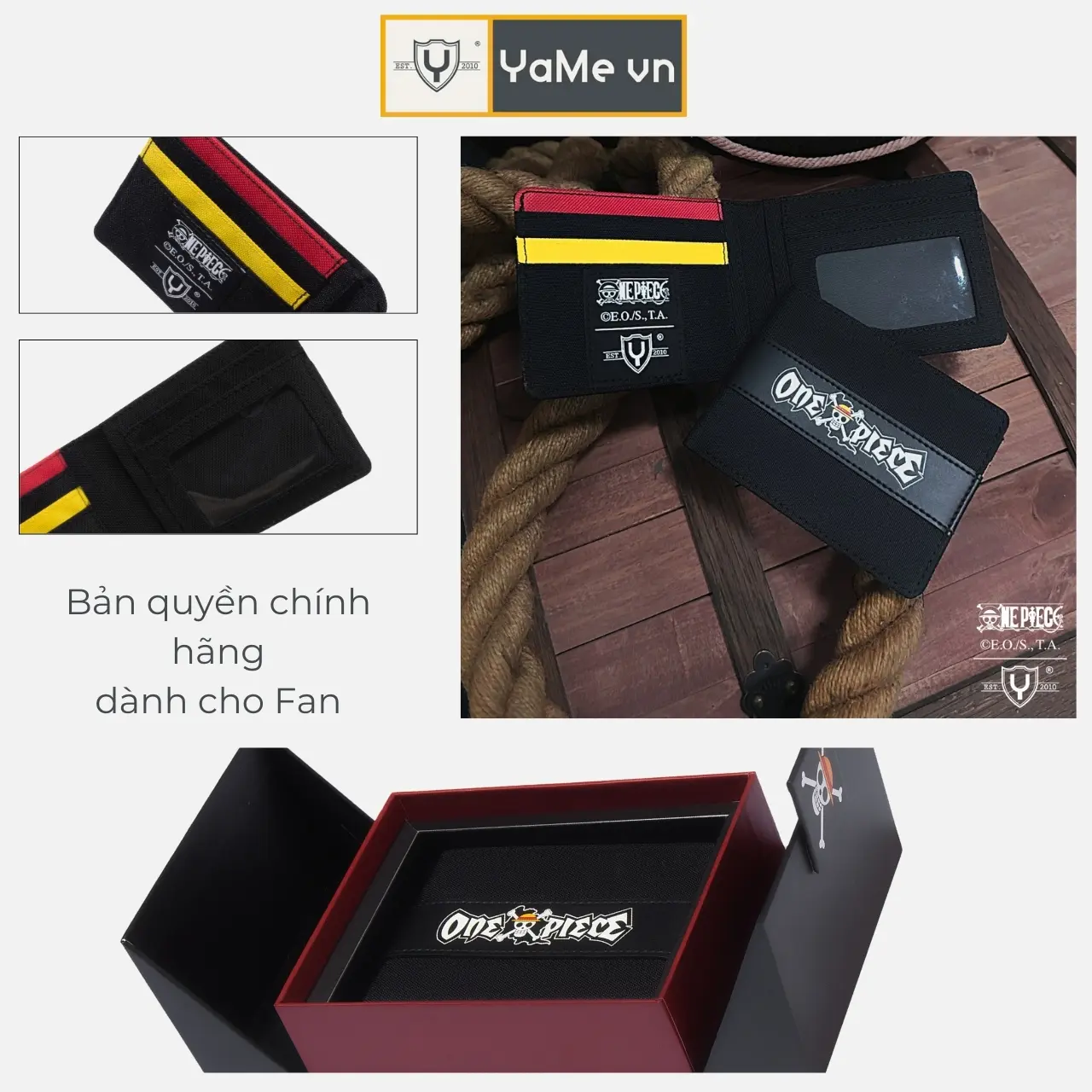 Ví Nam Dáng Ngang Tiện Dụng Đựng Tiền Thẻ ATM Hộp FullBox Thương Hiệu Y2010 Thiết Kế ONE PIECE 42 22601 |YaMe|