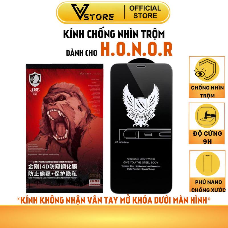 Không mở khóa vân tay Kính cường lực chống nhìn trộm cho honor x60i x50i x5 x6 x7 x8 x10 x6a x6b plus x7a x7b x8a x8b lite 4g 5g phủ nano chống ánh sáng xanh Vstore kính không nhận vân tay mở khóa màn hình