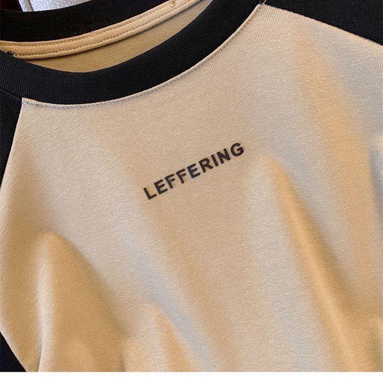 Product Introduction of Plus Size Irregular Letter Shoulder Short-Sleeved T-shirt Women's Summer New Belly Covering Short Top 3