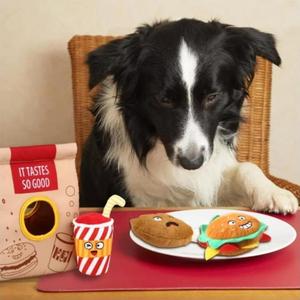 BabyWoof  4PCS捉迷藏汉堡套装 发声狗玩具 狗狗毛绒玩具 猫犬通用