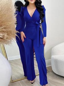 Mono sencillo de envoltura con frente anudado para mujer, elegante con manga de jamón y escote en V profundo, ideal para fiestas, vacaciones y bodas, ropa para damas para todas las estaciones