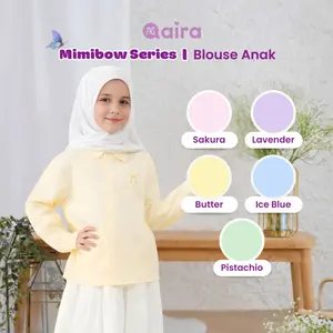 Qaira Blouse Anak Katun Pita Lengan Panjang Mimibow Series