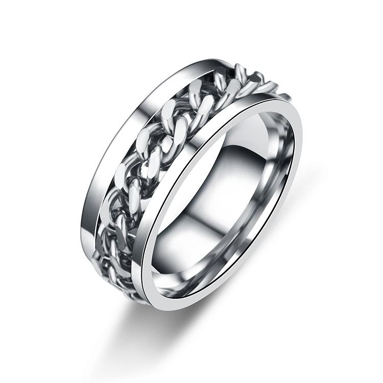 Product Introduction of New Simple Lucky Jewelry Men's Titanium Steel Rotatable Open Beer Bottle Chain  Domineering Personalized size 2 ring 8