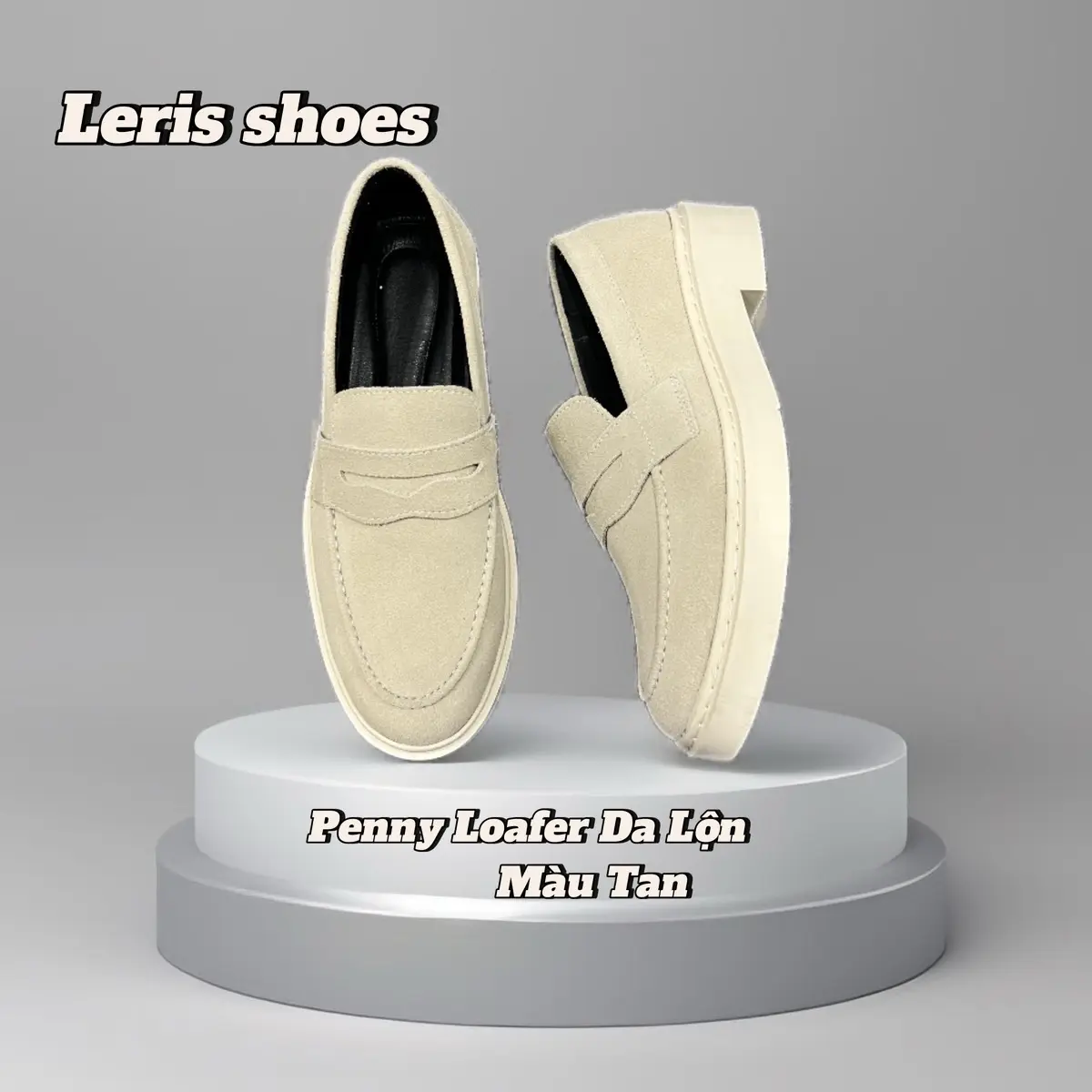 Penny loafer Nam  da lộn, đế cao su cao 4cm khâu đế. Bảo hành da và đế 12 tháng giày đi dự tiệc