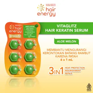 Makarizo Hair Energy VITAGLITZ Hair Keratin Serum ALOE MELON 6 x 1 mL / Vitamin Perawatan Catokan / Haircare / Treatment