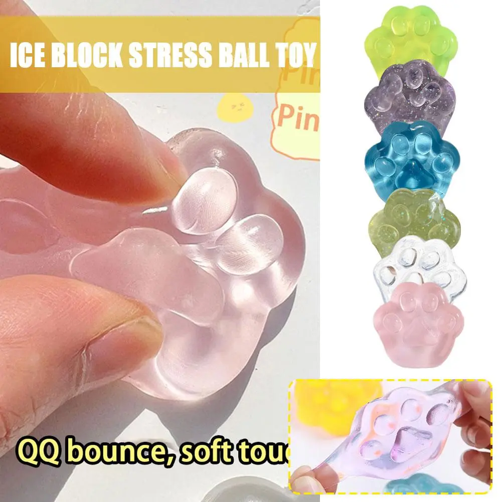 Đồ Chơi Mini, 1 Chiếc, Đồ Chơi Bóng Khối Đá, Phong Cách Kawaii, Trong Suốt, Đồ Chơi Mèo Bàn Chân Căng Thẳng, Giảm Bóp, B6N7, Hàng Mới Về