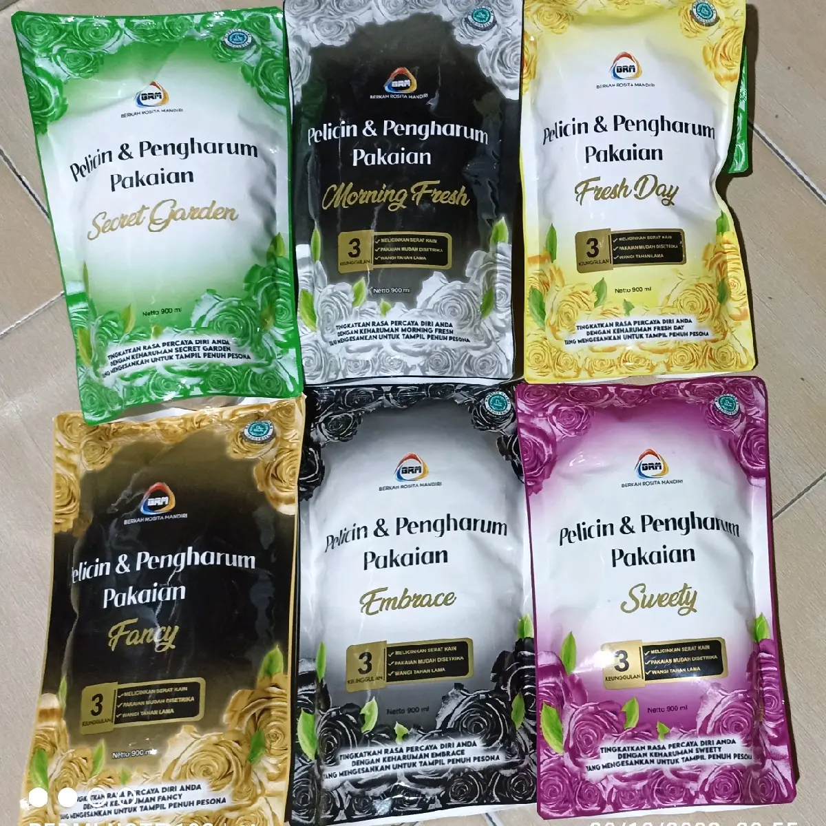 PROMO Pelicin & Pengharum Pakaian (BRM Laundry 900ml) (Di Kirim Random Selagi ada Stock)