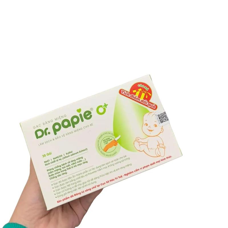 Gạc rơ lưỡi Dr Papie (Hộp 30c) vệ sinh răng miệng Cho Bé