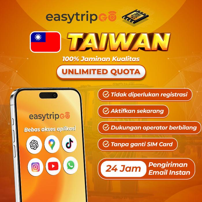 Gambar Easytripgo eSIM Taiwan 3GB-50GB Unlimited Internet Data| Travel eSIM - 3GB, 3 HARI dari Easytripgo Indonesia Kota Tangerang Tokopedia