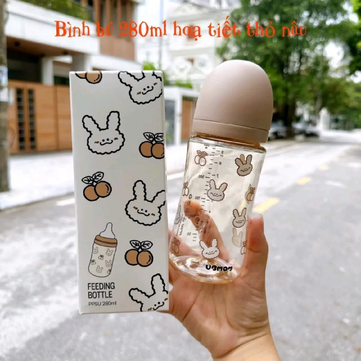 Bình sữa U.BMOM 200ml/280ml nhiều họa tiết đẹp xinh Voi