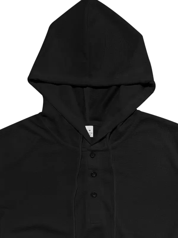 Men's Regular Fit Solid Button Front Hoodie, Casual Long Sleeve Drawstring Hooded Sweatshirt for Fall & Winter, Men's Clothes for Daily Wear 7