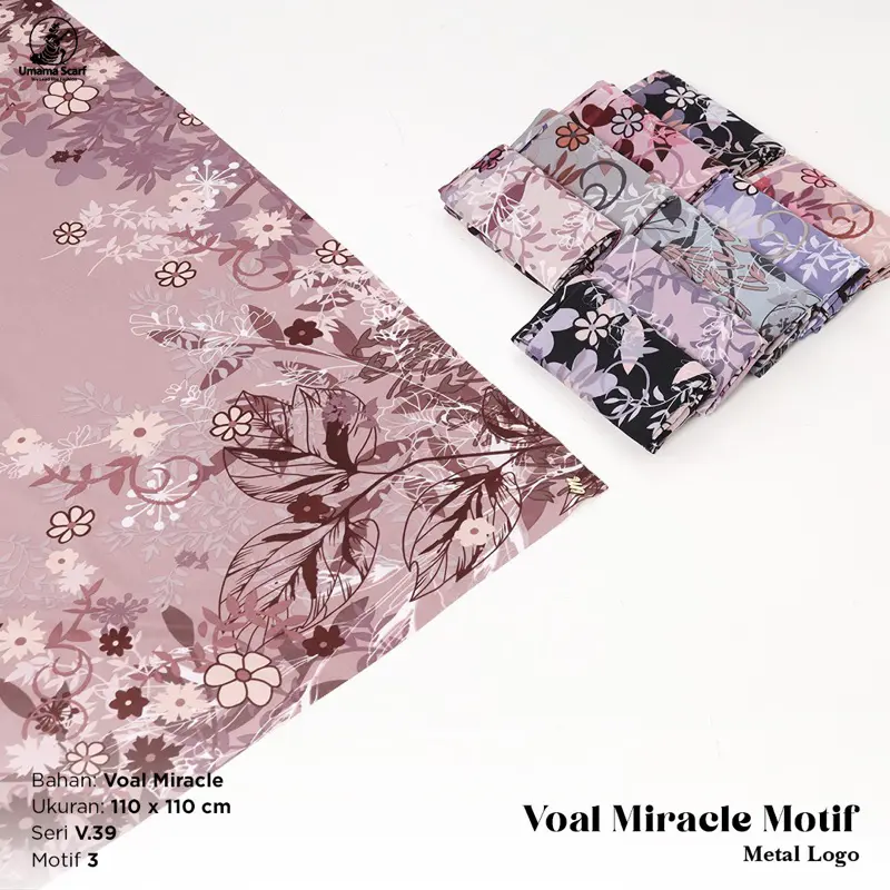 Voal Miracle Motif Print Metal Logo by Umama Scarf / Hijab Segi Empat Motif Lasercut LC / Jilbab Segiempat Premium Original Zaffa Hijab Seragaman 3