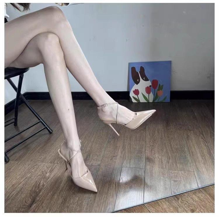 Product Introduction of Giày Cao gót Nông Mũi Nhọn Da Bóng Khỏa Thân, Dép Cao Gót Nữ, Quai Chéo, Nhẹ, Hàng Mới Về Mùa Lò Xo Hè 2024, Giày Nữ 5