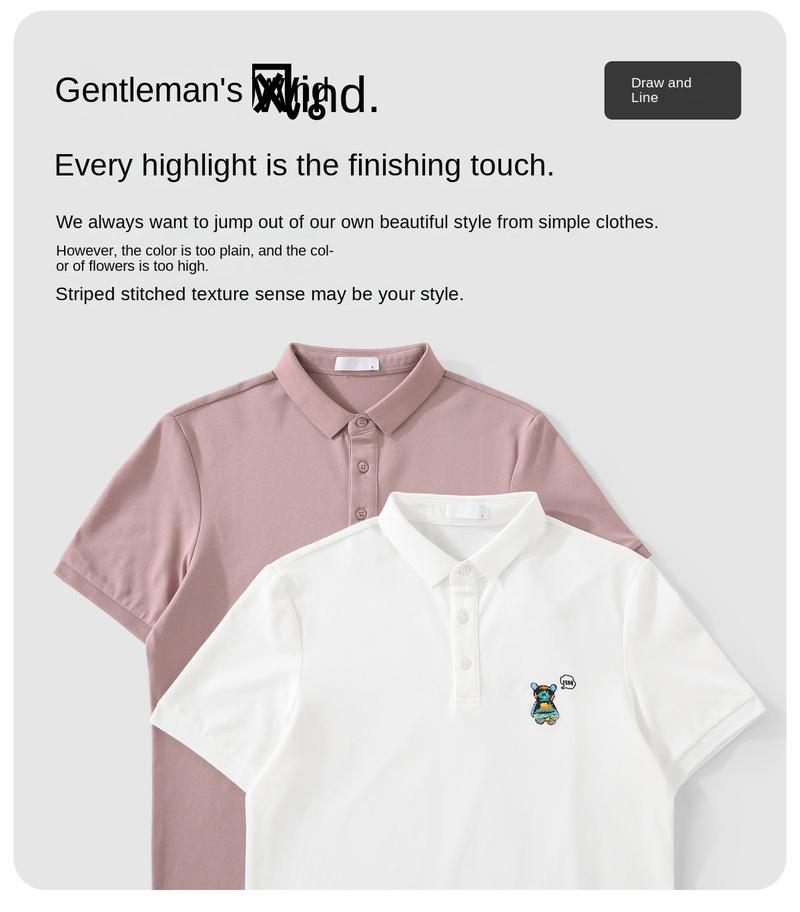 Product Introduction of New Bear Embroidery Polo Shirt Simple Fashion Men's Top 4