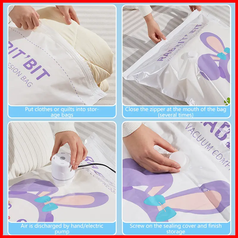 ID HOME Vacuum Bag Pakaian Plastik Travel Vakum Baju kompresi menghemat ruang tas penyimpanan 5