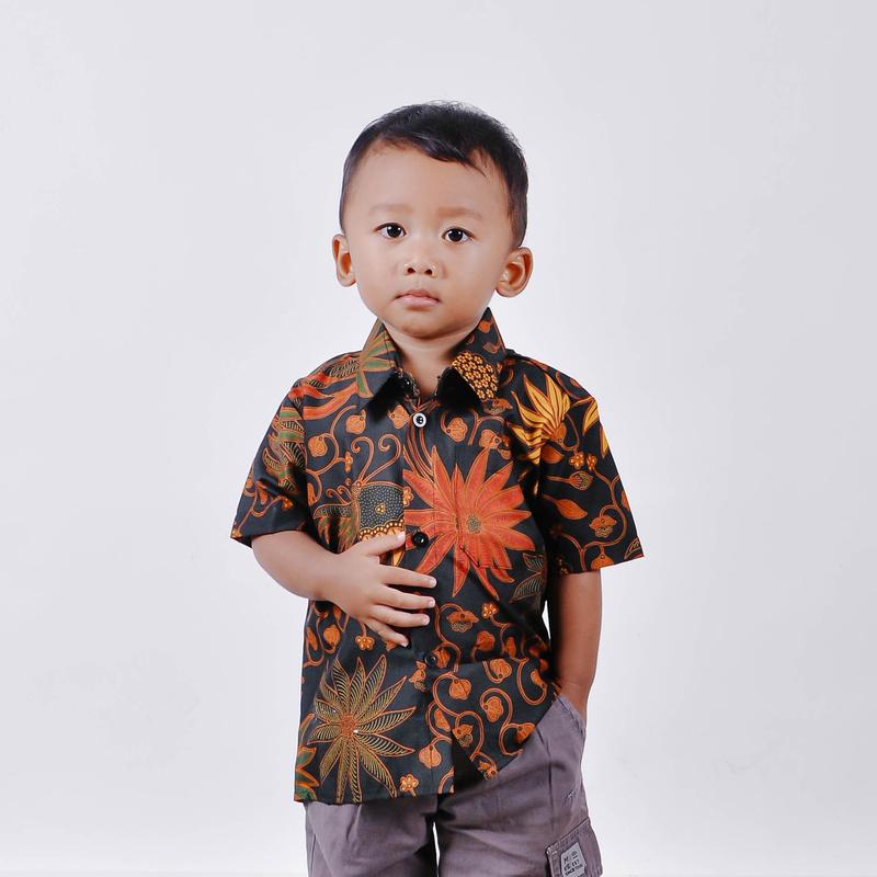 kemeja batik anak laki laki lengan pendek Katun Seragam 8