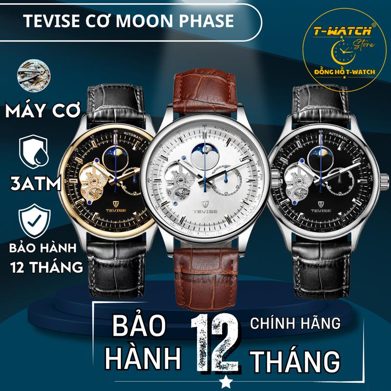 Đồng hồ cơ TEVISE T1 Cơ Automatic Moon Phase 5 Kim Cao Cấp Viền Thép Chống Rỉ Chống Nước Tốt Đeo Tay Watch Nam