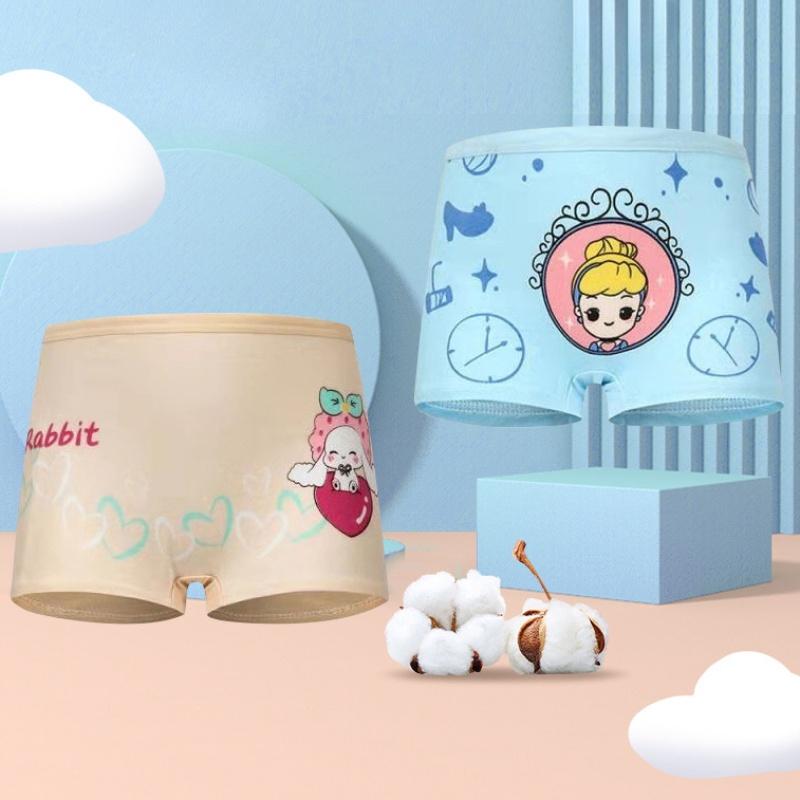 4 Pcs/Set Baby Girls Underwear Cotton Cute Cartoon Panty Kids Stretch Breathable Short Children Soft Underpants 2-12 Years 2