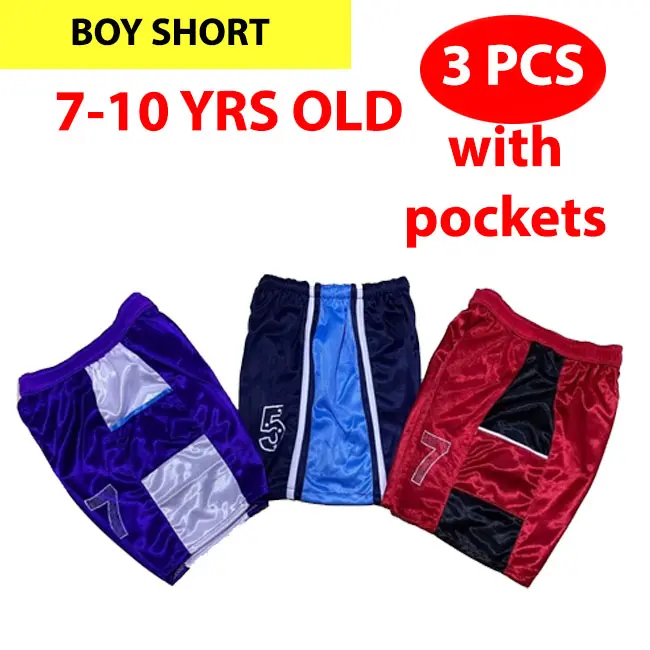 3 PCS JERSEY WITH POCKETS for boy 7-10 yrs old boy short sport basketball pambahay short