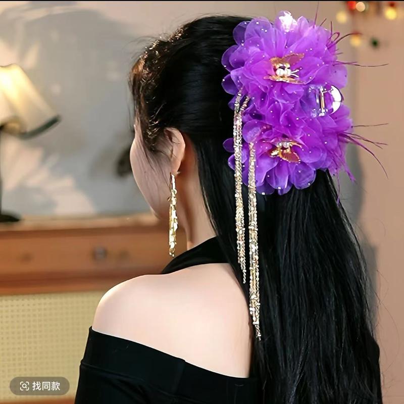 Kẹp Tóc & Ghim Cài Tóc, Thiết Kế Hoa Hàn Quốc, Hoa Hồng Endowed, Kẹp Lấy Phồng Bướm Dây Chuyền Xích, Phong Cách Cổ Trang Siêu Thanh Lịch, Kẹp Cá Mập, Hiển Thị Tóc, Phụ Kiện Tóc Mũ Đội Đầu, Thích Hợp Cho Phụ Nữ