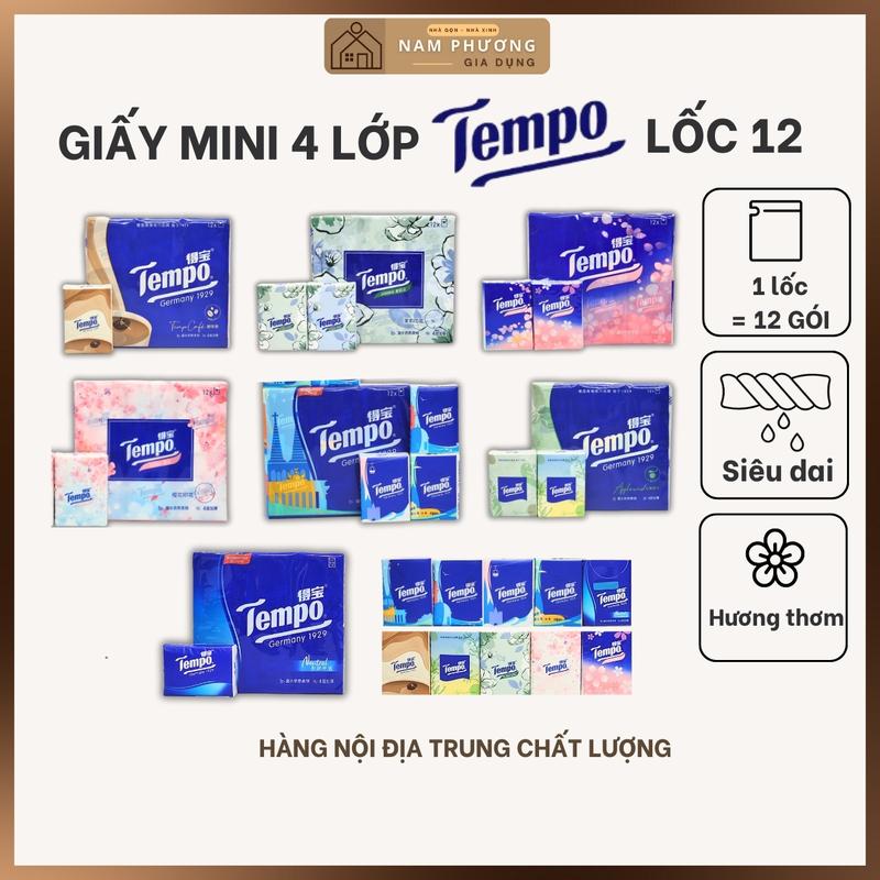 Khăn Giấy Mini Tempo Hương Thơm Dễ Chịu Tiện Lợi Bỏ Túi Lốc 12 Gói K48