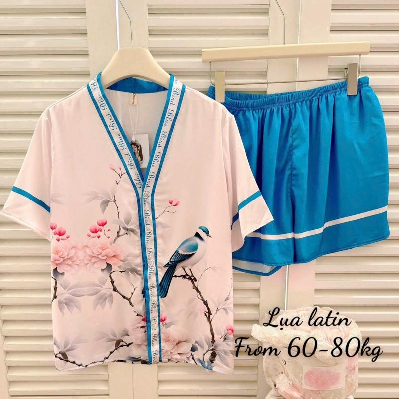 BIGSIZE (60-78kg ) 20 mẫu PIJAMA CỔ TIM TAY NGẮN QUẦN ĐÙI  THIẾT KẾ CAO CẤP Nữ Women Áo Ngủ Quần Ngủ  Kem big size pizamanu Nhung 6