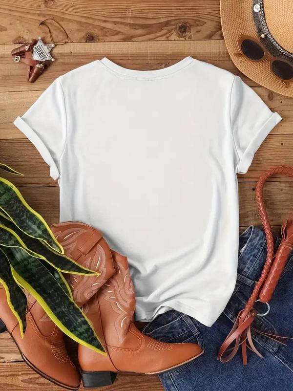 【Plus Size】 Daisy Print Round Neck Tee, Casual Short Sleeve Crew Neck T-Shirt for Summer, Women's Plus Clothing for Daily Wear, Top 6