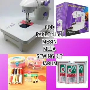 BERGARANSI PROMO HEBOH PAKET 5IN1 MESIN JAHIT PORTABLE ORIGINAL  FREE MEJA + SEWING KIT DAN JARUM 1 PACK ISI 10 mesin jahit