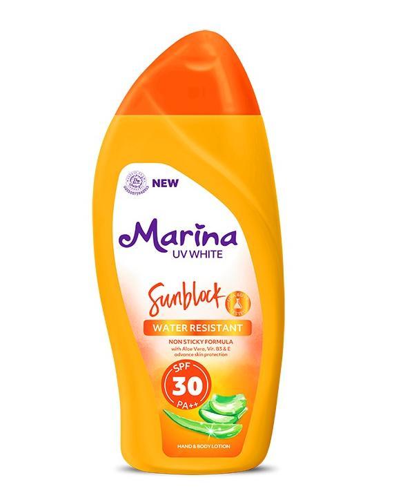 MARINA UV WHITE SUNBLOCK SPF 30 PA++ 85 ML SUNBLOK BADAN WATERPROOF PELINDUNG TABIR SURYA ANTI AIR 1