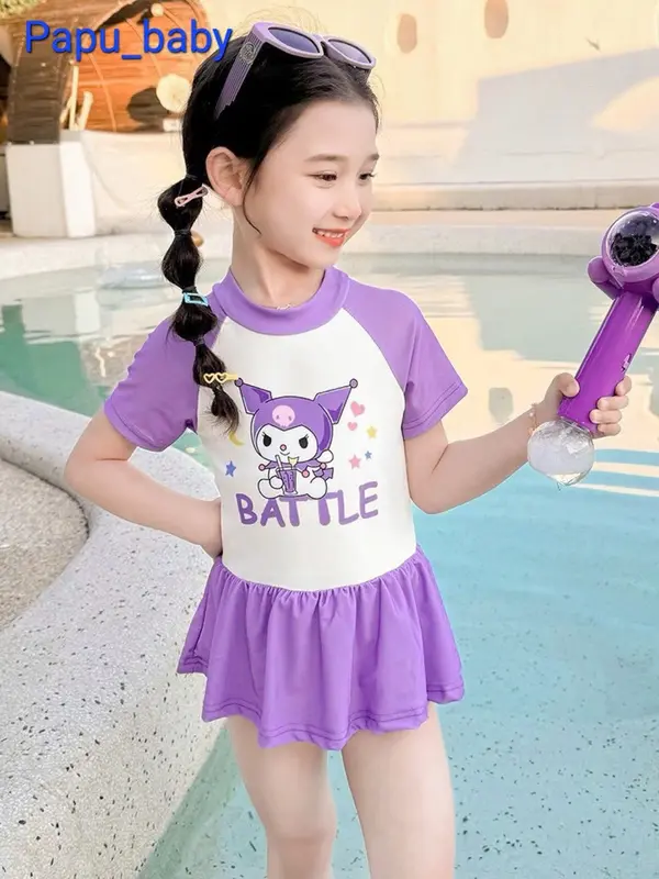 QAKISD B016 Bộ đồ bơi cho bé gái , bikini bé gái họa tiết kurumi in chữ Battel 8-30kg rất cute cho các bé yêu 0