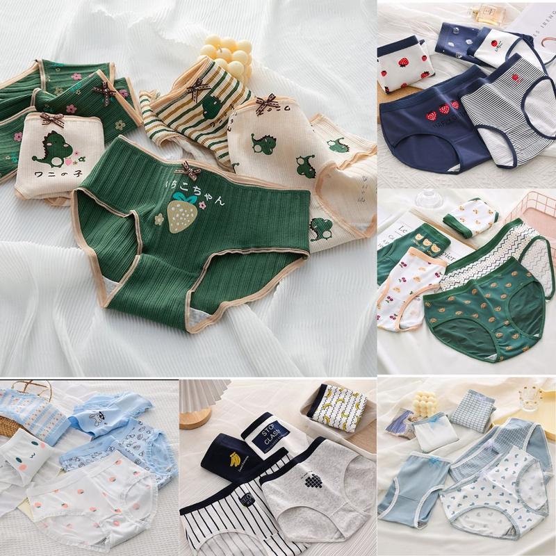 Set 5 Quần Lót Nữ Cotton Giá Rẻ Tông Màu Xanh Dễ Thương Đáng Yêu