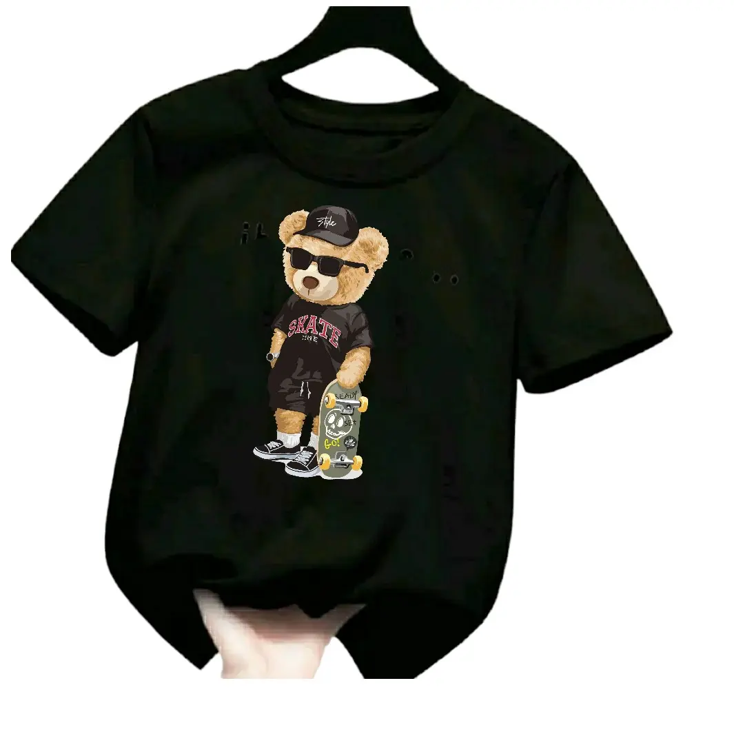 kaos anak anak cowok cewek motif bear skateboard  ideal 2-12 tahun kaos anak Katun