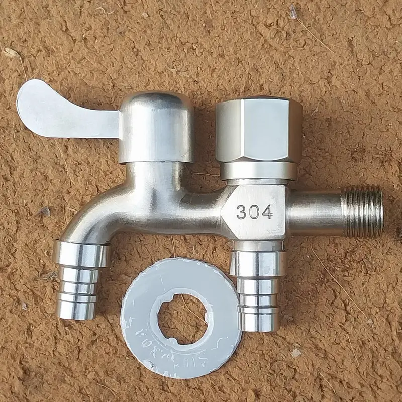 Đầu vòi nước inox 2 đầu ra - Vòi Xả Nước Đôi 2 Đầu Ra  Cấp Nước Máy Giặt Inox 304 Cao Cấp mẫu mới mạ vàng 8